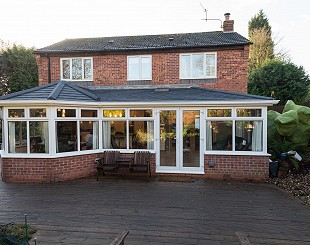 Grey tiled conservatory roof