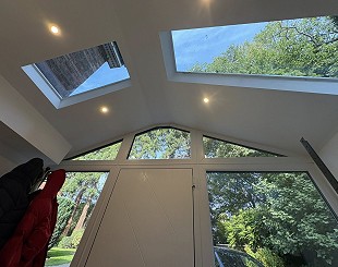Tiled conservatory roof with pewter Tapco tiles