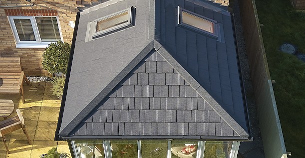 Solid tiled roof with roof light windows