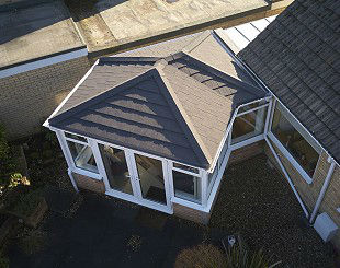 Aerial view of tiled conservatory roof