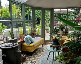 Internal view of conservatory with solid roof
