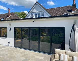 Grey aluminium bifold doors