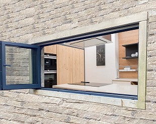 Aluminium bifold window on kitchen