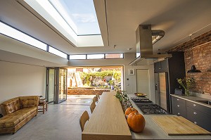 Flat roof lights on home extension