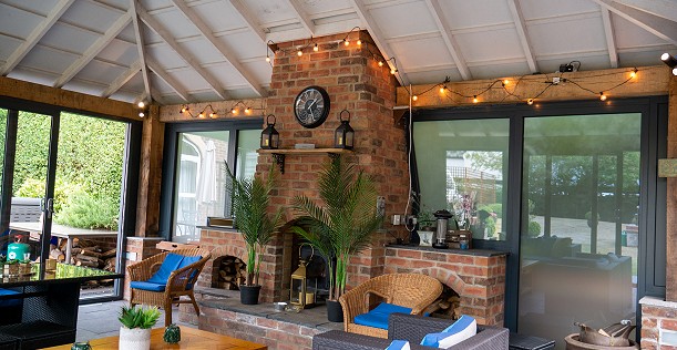 Patio doors on summerhouse