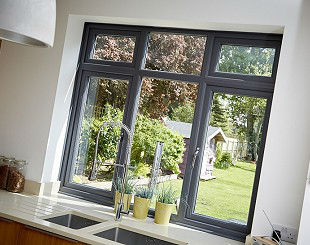 Grey window frames, triple glazed window