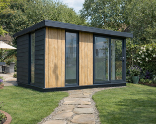 White UPVC-clad garden room