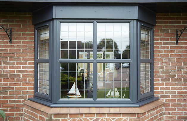 Contemporary grey bay windows