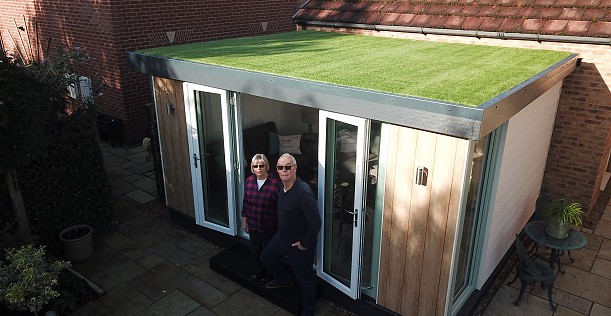 grass roof, garden room, home office, summerhouse