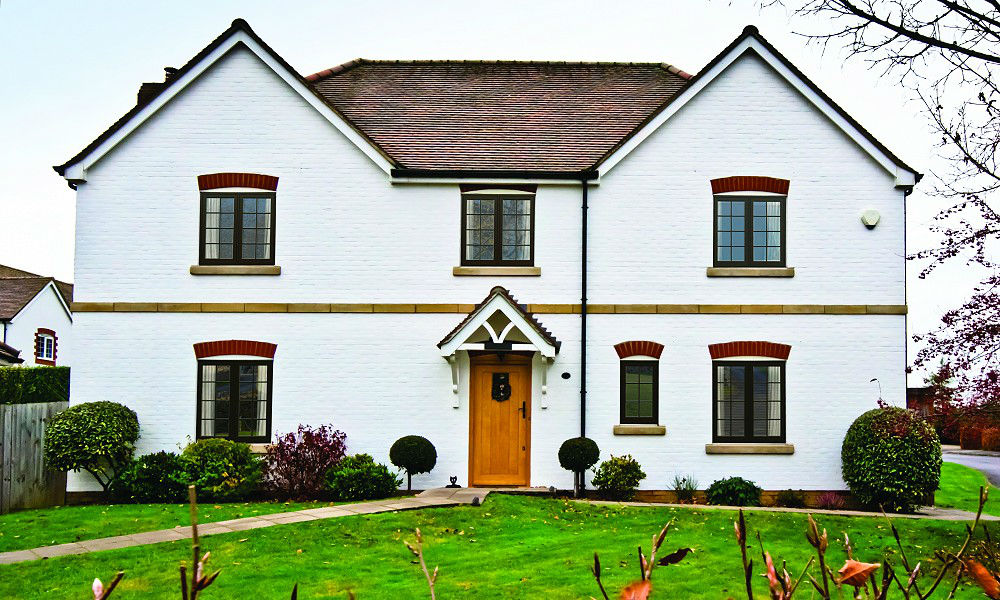 Modern grey UPVC flush casement windows