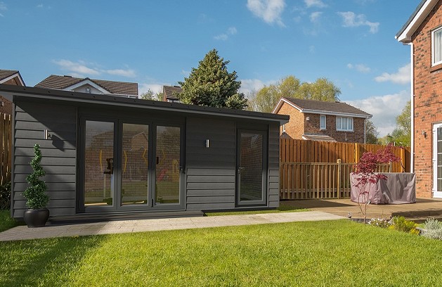 garden room, summer house, desk, office, home office, eyg, eyg garden room