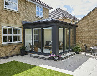 Modern grey aluminium conservatory