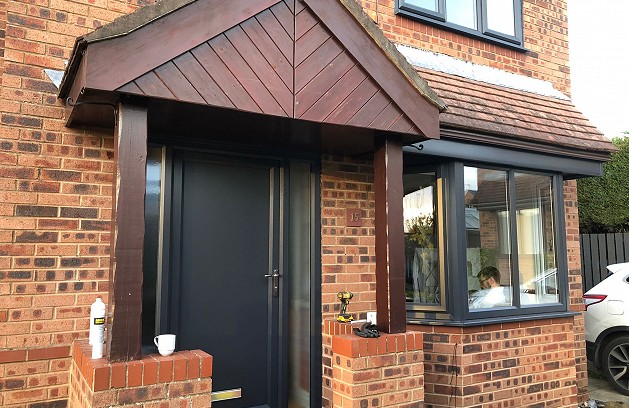 Modern grey UPVC front door