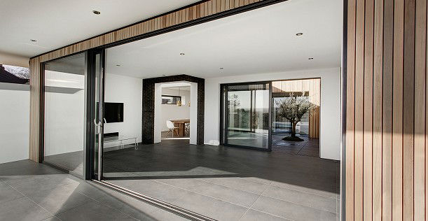 Slimline patio sliding doors