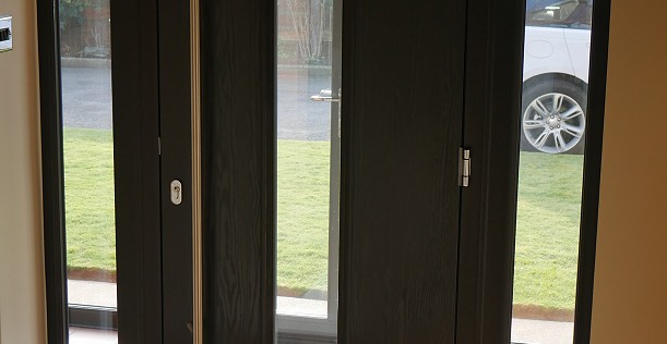 Composite front door from the inside