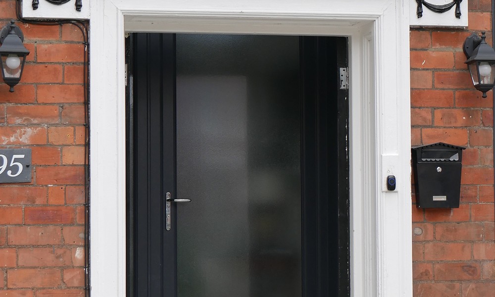 Arched grey UPVC door