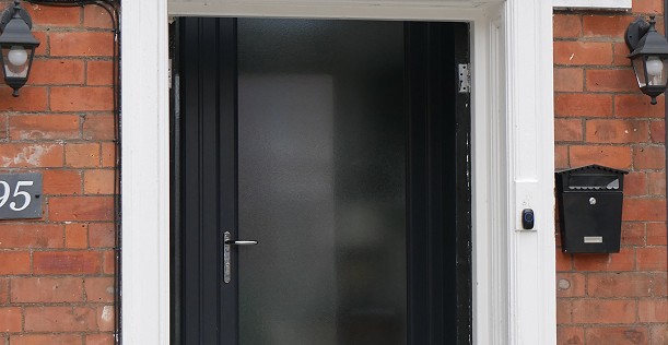 Modern white front door UPVC