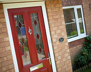 Red composite front door