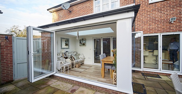 Conservatory and bifold doors
