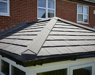 Grey tiled conservatory roof