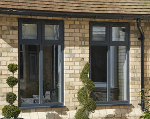 Grey aluminium windows, Crittall style windows