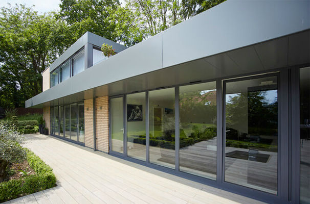 Anthracite grey tilt and turn windows on house