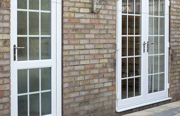 White UPVC back doors