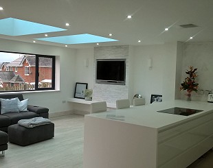 Flat roof lights on modern extension